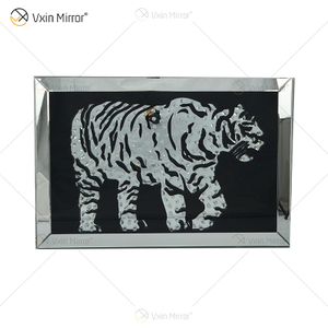 VXin WXMA-22 decoración del hogar marco de vidrio espejado tigre pared arte cristal porcelana pintura espejo pared arte