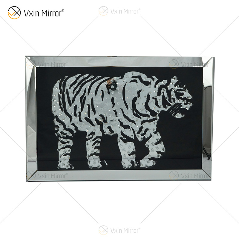 VXin WXMA-22 decoración del hogar marco de vidrio espejado tigre pared arte cristal porcelana pintura espejo pared arte