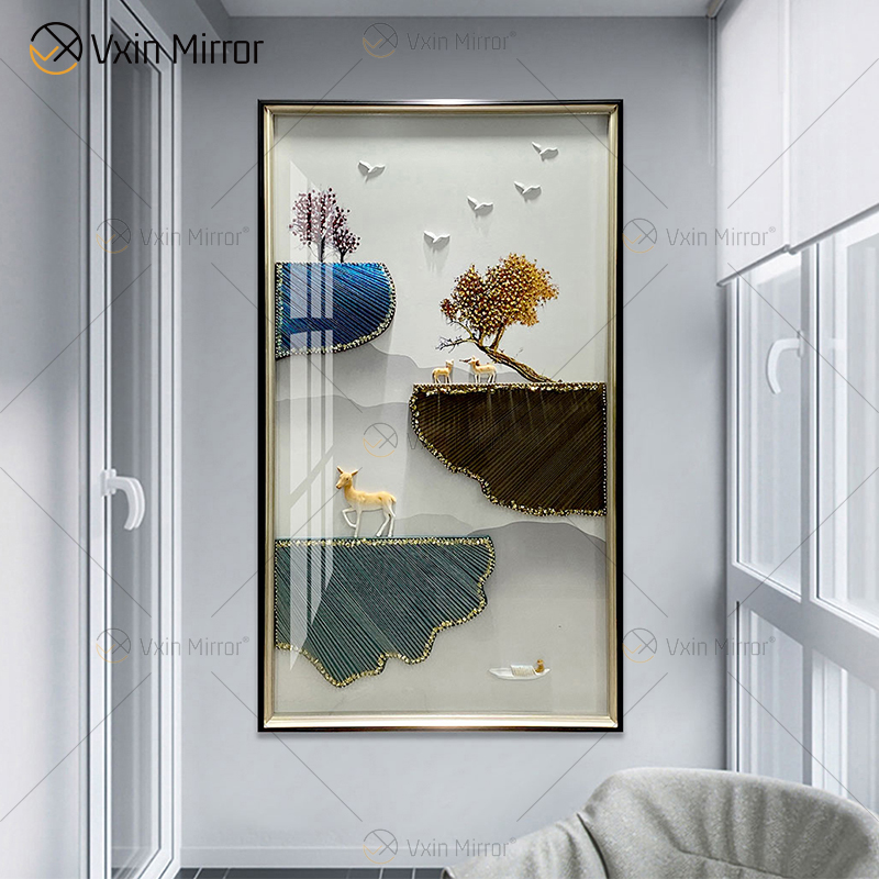 Cuadros de pintura de plumas blancas y azules minimalistas modernos, pósteres de lona redondos de lujo abstractos, impresiones de arte de pared nórdica para sala de estar