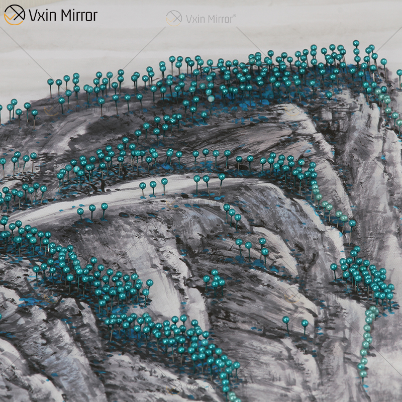 Estilo antiguo Vxin WXPP-86 Simplicidad Árboles Pintura Espejo enmarcado Arte de la pared Pluma Colgando Cuadro para sala de estar Conjunto para la venta