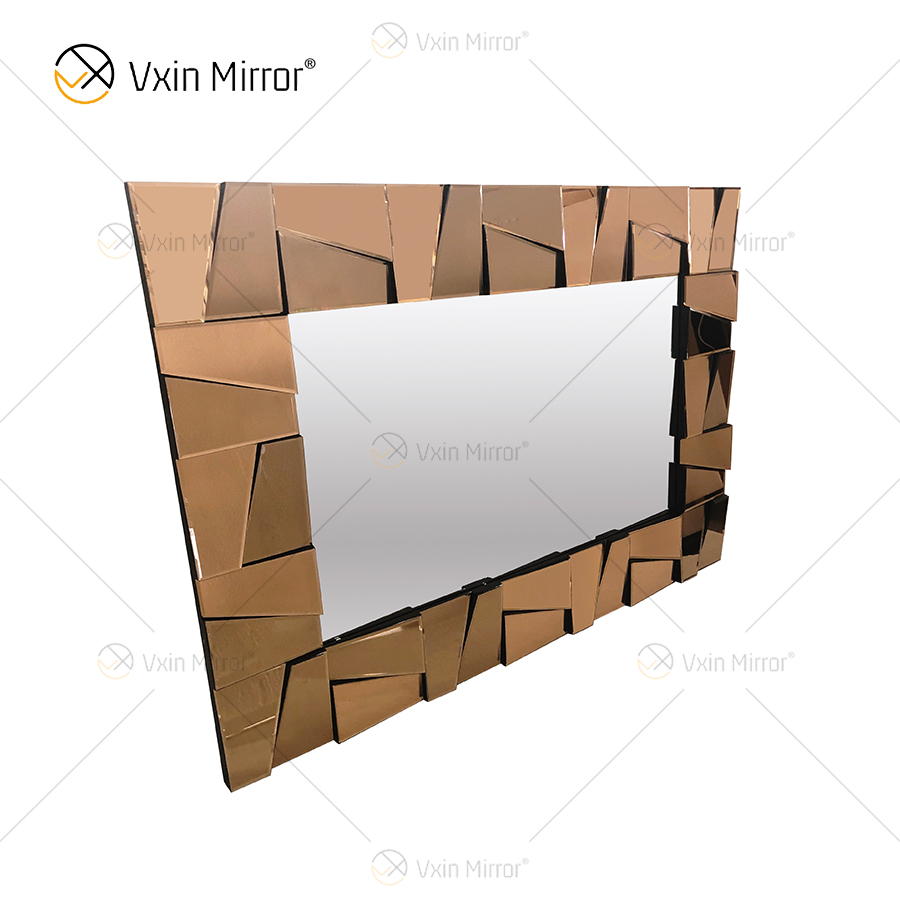 Suministro de fábrica WXM-1064 Decoración de pared Espejo de pared de lujo de vidrio marrón