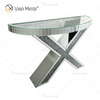 Fuente de fábrica OEM WXWF-517 Mesa de consola con espejo de diamante triturado en forma de X reflejada