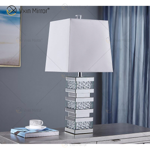 Suministro de fábrica WXTL-097 Lámpara de mesa de espejo LED de cristal plateado moderno para luz cálida