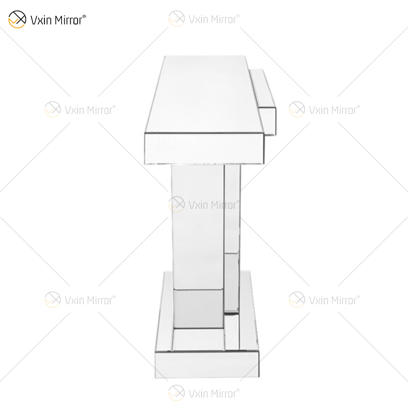 Venta al por mayor de alta calidad, mesa de consola con espejo, consola de mesa de entrada de pasillo de cristal de diamante triturado