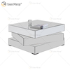 Vxin WXF-2138 Mesa de centro con espejo de geometría de diamante triturado brillante en 3D plateada cubierta con diamantes