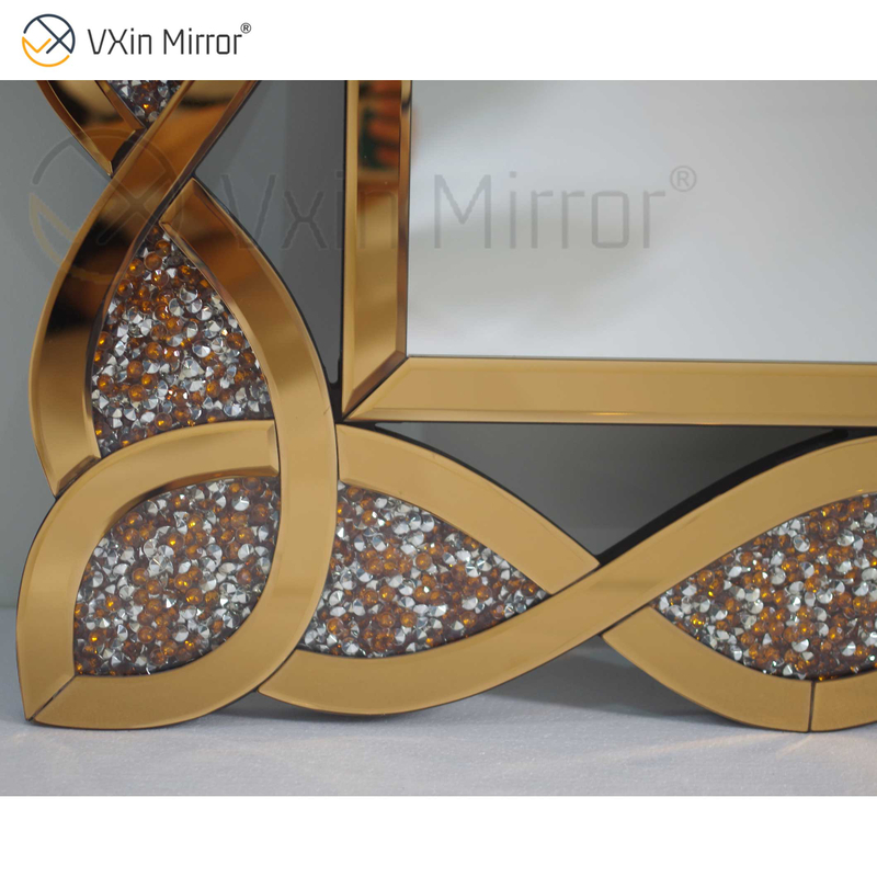 Muebles espejados para el hogar Espejo de consola rectangular Espejo de pared de diamante triturado