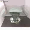 2020 Nuevo diseño WXF-100 Mesa de comedor plateada redonda de diamante triturado con tablero de vidrio templado