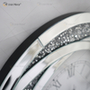 Paquete de prueba WXC-080 Reloj de pared con espejo 3D de diamantes triturados de plata moderna