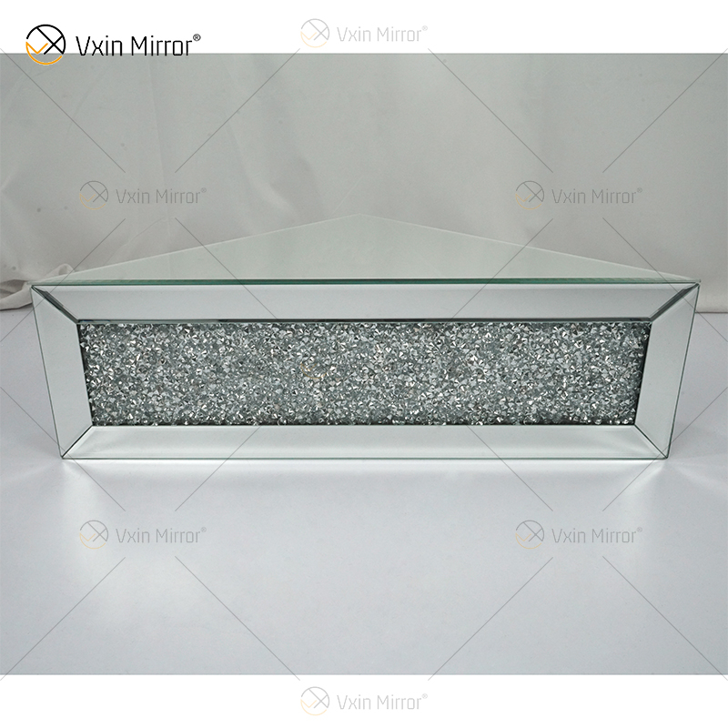 Vxin Factory Supply WXF-152 Decoración de pared plateada Estante de pared de espejo de diamante triturado plateado