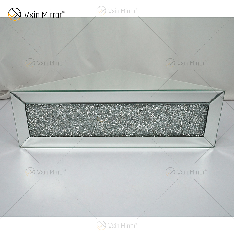 Vxin Factory Supply WXF-152 Decoración de pared plateada Estante de pared de espejo de diamante triturado plateado