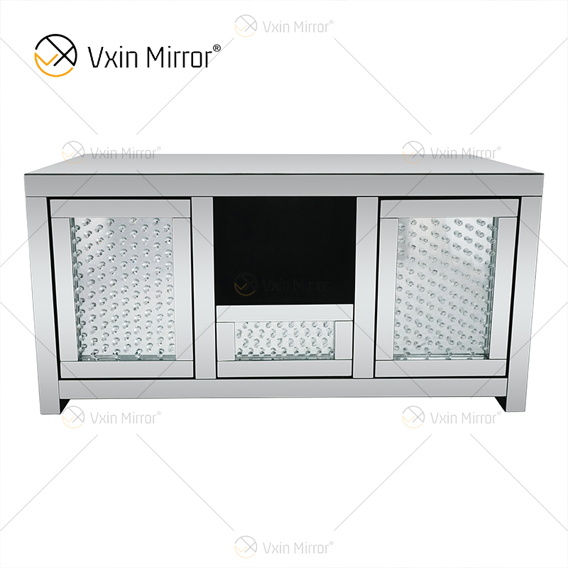 Gran oferta 2019, muebles de plata con diamantes de cristal, soportes para gabinete de TV, 1 cajón, 2 puertas