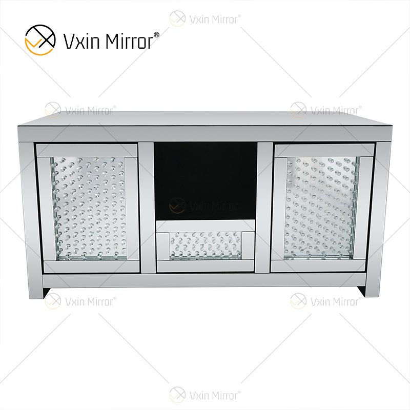 Gran oferta 2019, muebles de plata con diamantes de cristal, soportes para gabinete de TV, 1 cajón, 2 puertas