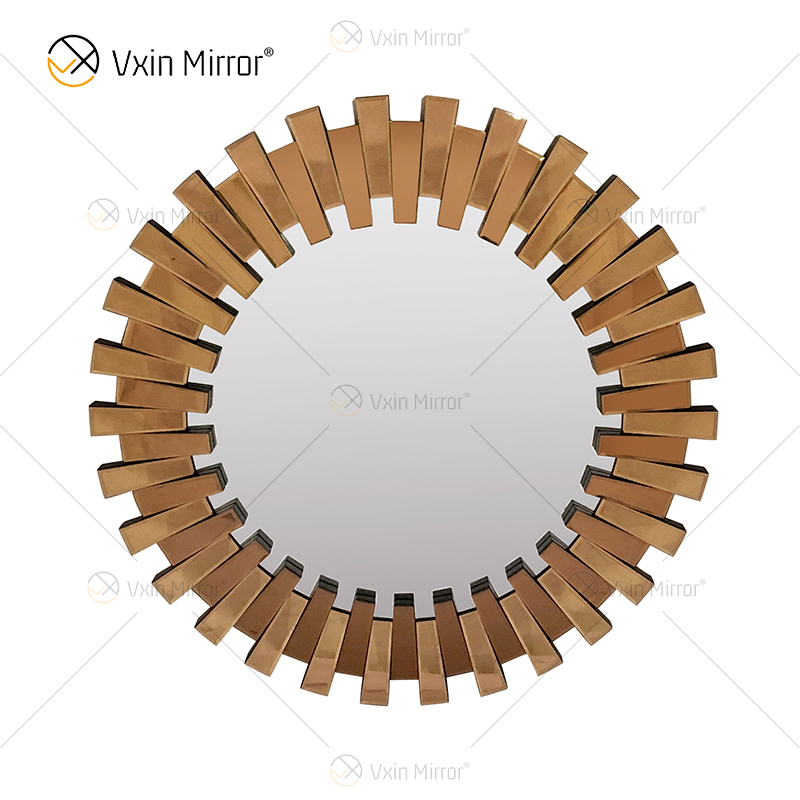 Starburst pequeño/grande plata elegante 3D Circular redondo moderno sala de estar dormitorio espejo de pared WXM-1021