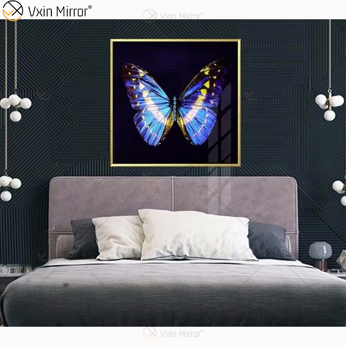 Espejo de marco de aluminio de lujo, arte de pared, pintura de porcelana de cristal, Fondo de sofá, pintura colgante de pared, decoración de sala de estar