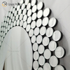 Espejo de cristal de pared decorativo de tamaño completo con forma geométrica WXM-2239 de plata redonda moderna y sencilla