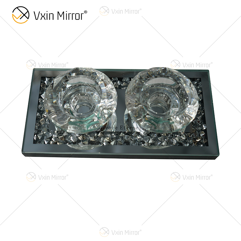 Candelabro de diamante triturado de cristal plateado WXCH-002 elegante moderno con nombre personalizable