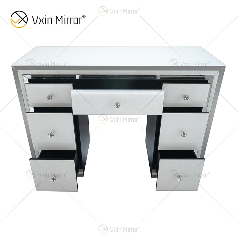 Gran oferta elegante WXF-792 blanco con marco plateado tocador de esquina con espejo cómoda