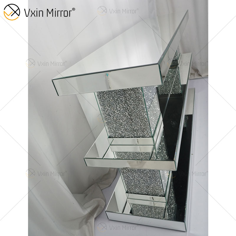 Muebles de lujo Diamond Silver Mirrored Glass Rectángulo Mesa de centro