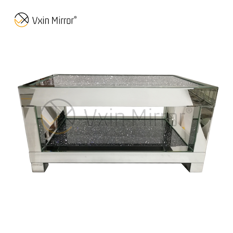 Mesa auxiliar personalizada WXF-117-1 Mesa de centro de plata hecha en casa con diamante triturado