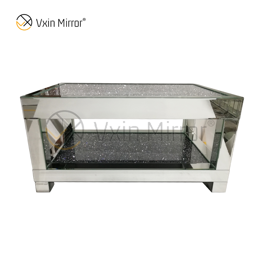 Mesa auxiliar personalizada WXF-117-1 Mesa de centro de plata hecha en casa con diamante triturado