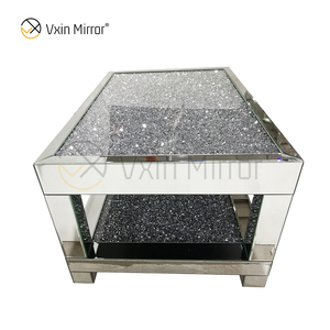 Mesa auxiliar personalizada WXF-117-1 Mesa de centro de plata hecha en casa con diamante triturado