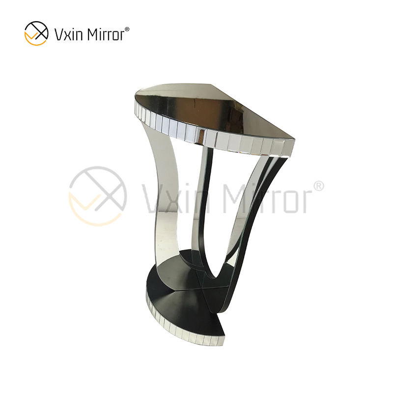 Venta caliente Vxin Mirror WXF-2119 Mesa auxiliar espejada medio ovalada elegante a cuadros