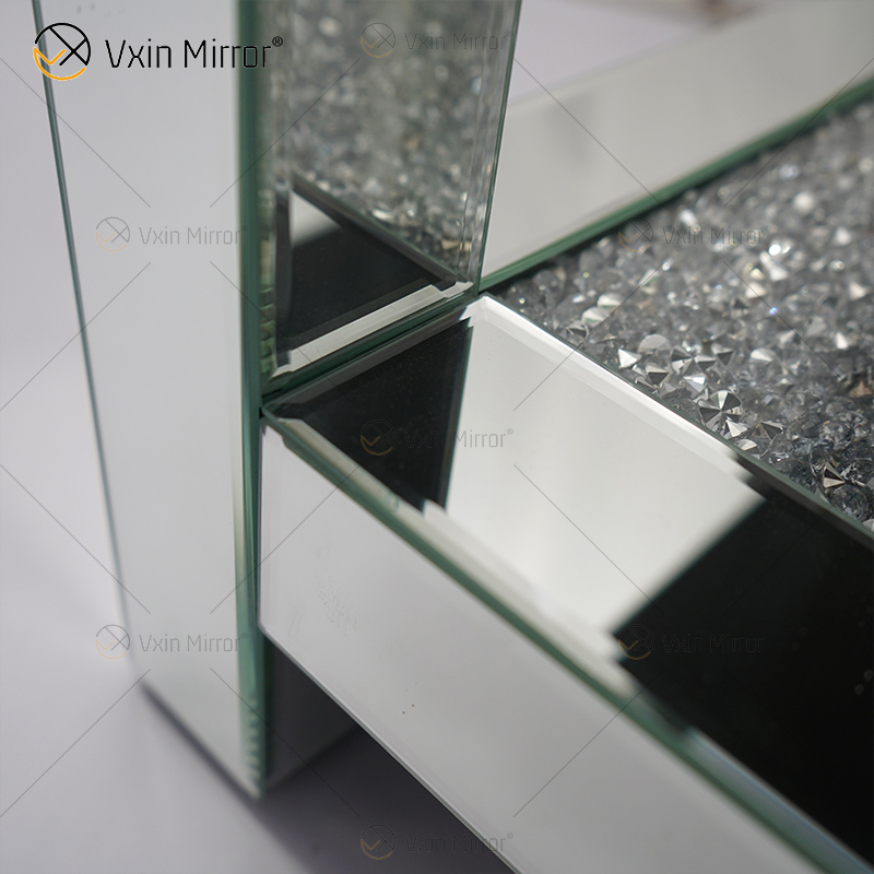 Vxin Mirrored Furniture WXF-117-4 Mesa auxiliar moderna y elegante con diamantes triturados