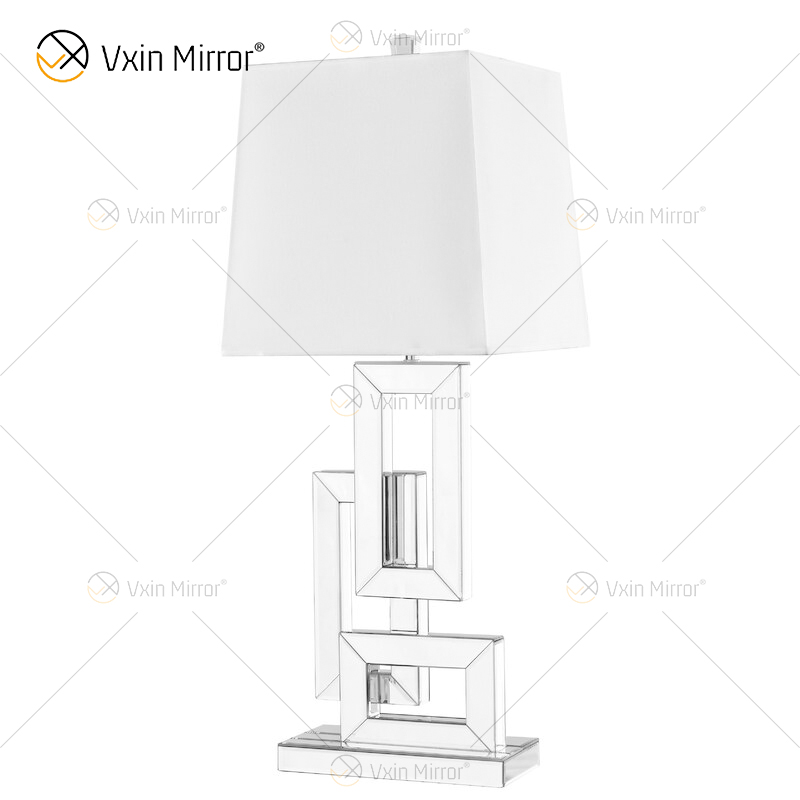 Suministro de fábrica WXTL-001 Lámpara de espejo de mesa 3D plateada moderna con pantalla para dormitorio