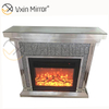 Chimenea de espejo de diamante triturado de cristal de lujo para interiores con inserto de viento caliente en muebles de sala de estar WXWF-042