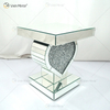 Mesa auxiliar con decoración de corazón WXF-508-1, mesita de noche con espejo de diamante triturado plateado, muebles para el hogar