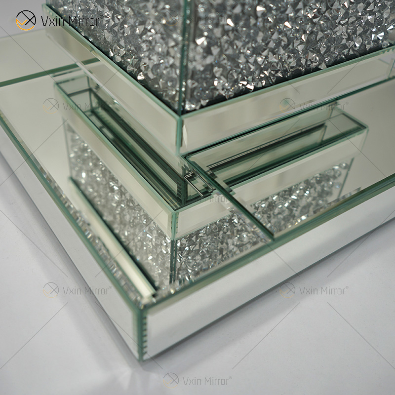Vxin elegante WXF-135 decoración del hogar mesa auxiliar de diamantes triturados mesa auxiliar de muebles de espejo plateado