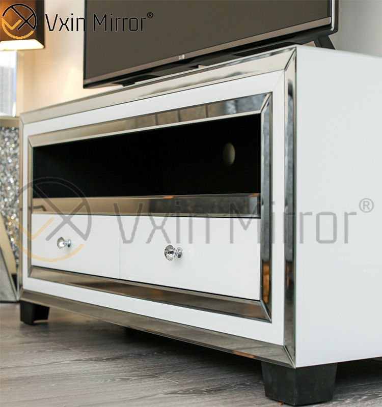 Vxin Mirror WXWF-790 Mueble Moderno Blanco Plata Vidrio TV Gabinete Soportes