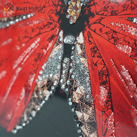 Vxin WXMA-58, pintura de porcelana de cristal, marco cubierto de mariposa de resina, espejo decorativo, arte de pared