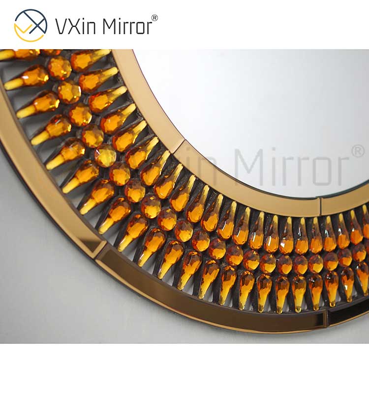 Factory Supply Vxin Luxury Crystal Glass Brown Consola Mesa con espejo