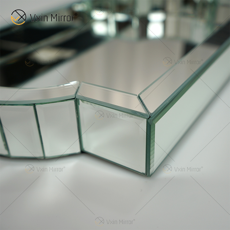 Elegant Decor WXMT-007 Bandeja rectangular con espejo plateado de vidrio moderno