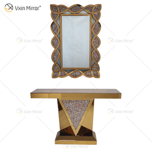 Vxin Modern Home Decor Crushed Diamond Mirrored Consola Mesa Lujo