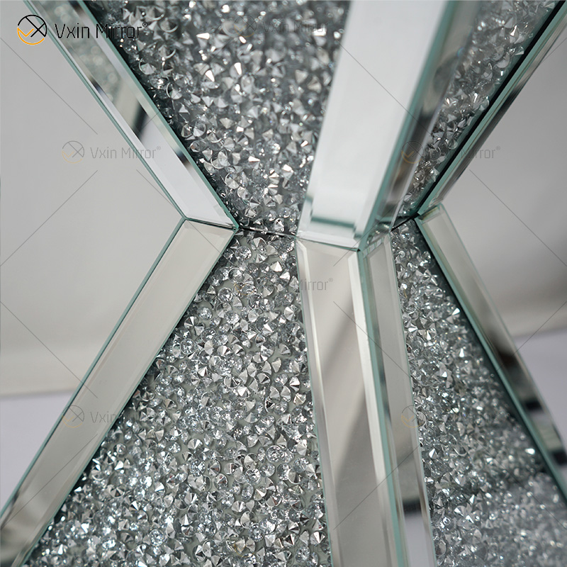Vxin WXF-151 Espejo superior cuadrado Decoración Espejo de diamante Mesa lateral Mesa con espejo de vidrio