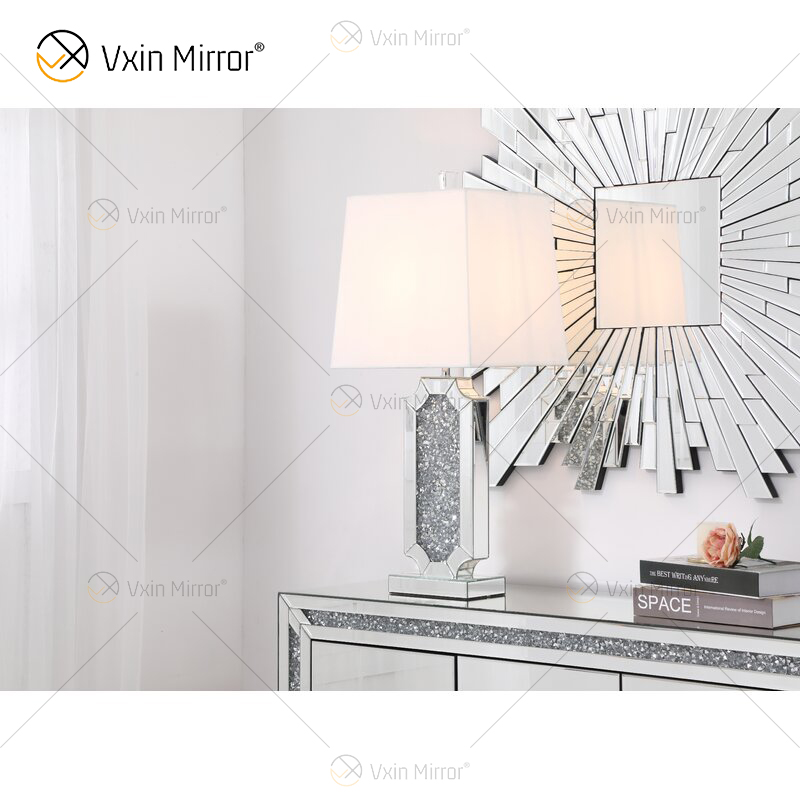 Vxin Supply WXTL-004 lámpara de espejo de mesa de cristal triturado de plata moderna para dormitorio