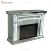 Nuevo diseño WXMF026-1 LED plata cristal sala de estar espejo chimenea con inserto interior