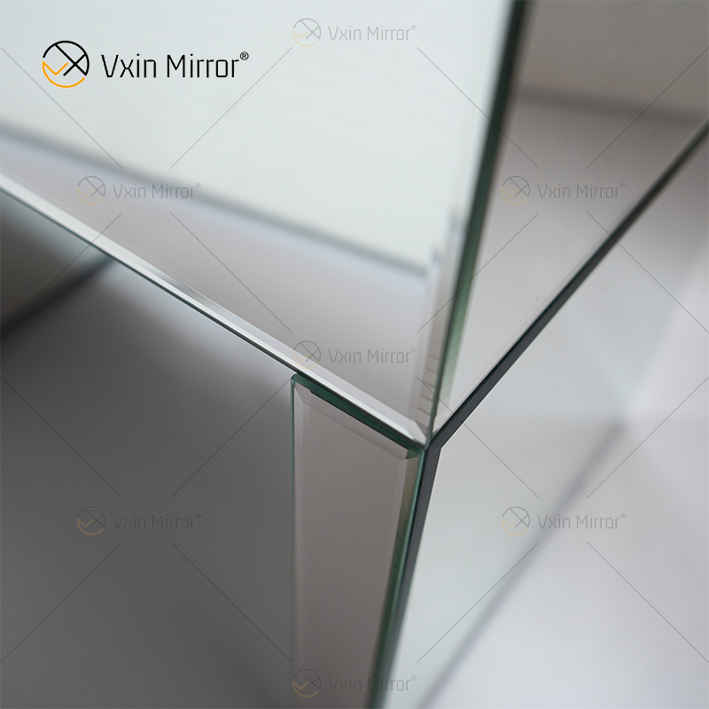 Mesita de noche con espejo de cristal plateado de tres cajones WXF-032 moderna de fábrica
