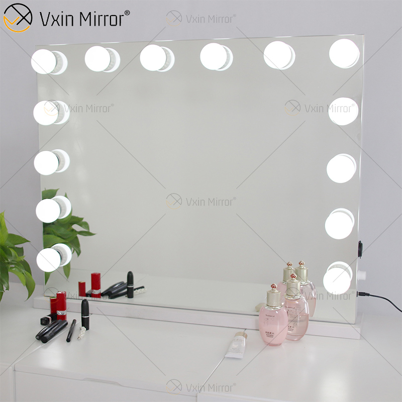 WXDL-123 decorativo ovalado, tocador de mesa, estilo Hollywood, espejo de maquillaje con luz Led para dormitorio