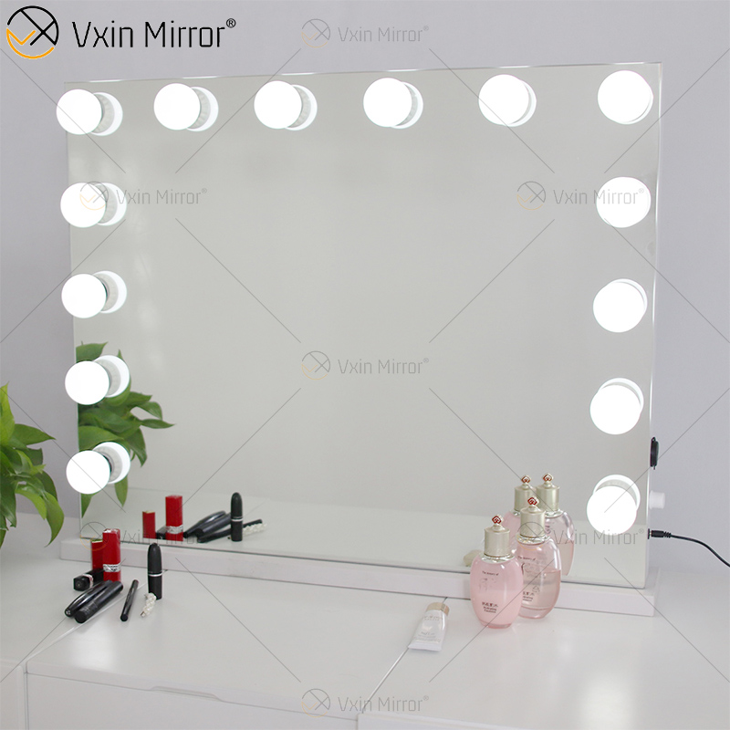 WXDL-123 decorativo ovalado, tocador de mesa, estilo Hollywood, espejo de maquillaje con luz Led para dormitorio