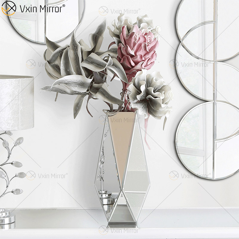 WXMV-028 Florero con espejo Floreros de cristal con espejo para boda Centros de mesa Florero con espejo