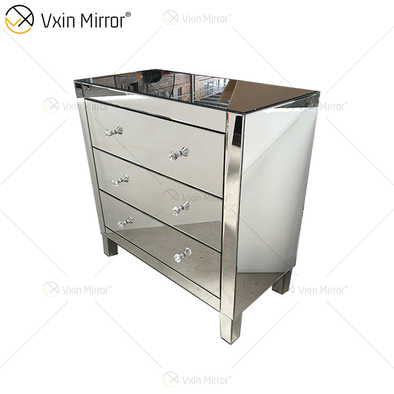 Estilo clásico WXF-844 Plata Modern Muti Cajones Mirored Armario Armario Tamaño personalizado