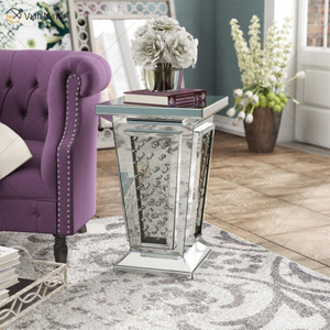 Sofás de mesita de noche con espejo moderno personalizado, mesas laterales de cristal para muebles de hogar