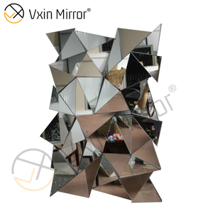 Suministro de fábrica Decoración de pared 3D Espejo colgante de pared de vidrio estereoscópico plateado WXM-2477