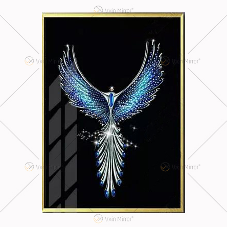 Pintura de porcelana de cristal, luz de aleación de aluminio, marco de lujo, luz minimalista moderna, pintura decorativa de lujo, cuadro colgante