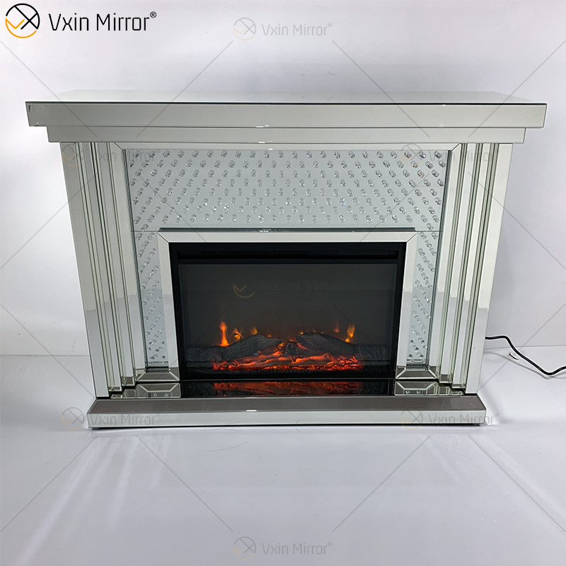 Chimenea moderna WXWF-1096 Sparkle Electric LED con espejo de cristal triturado