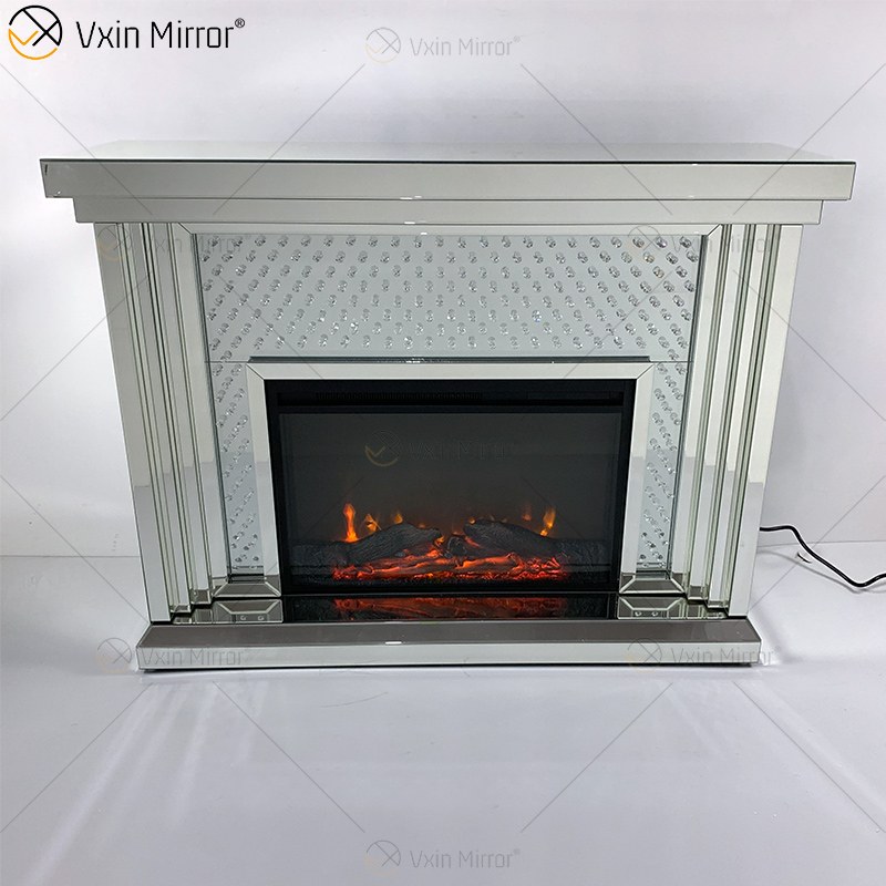 Chimenea moderna WXWF-1096 Sparkle Electric LED con espejo de cristal triturado