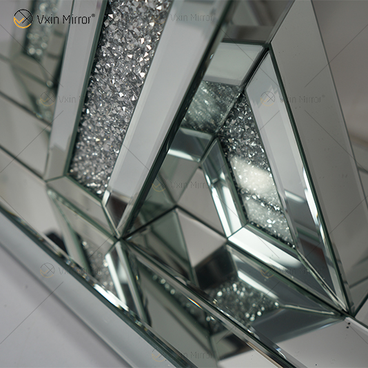 Vxin Mirror Venta caliente Silver Crystal W Design Consola Mesa con espejo Pasillo en muebles de sala de estar